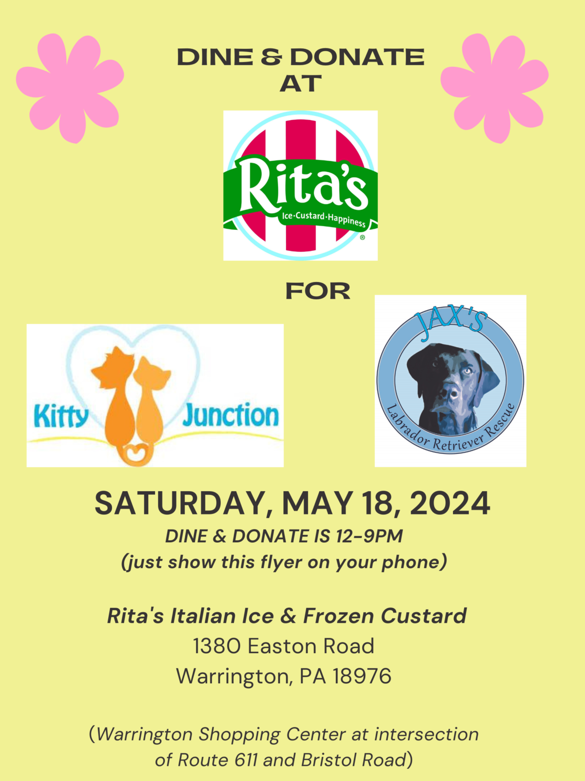 Dine & Donate at Rita’s for Jax’s Lab Rescue & Kitty Junction